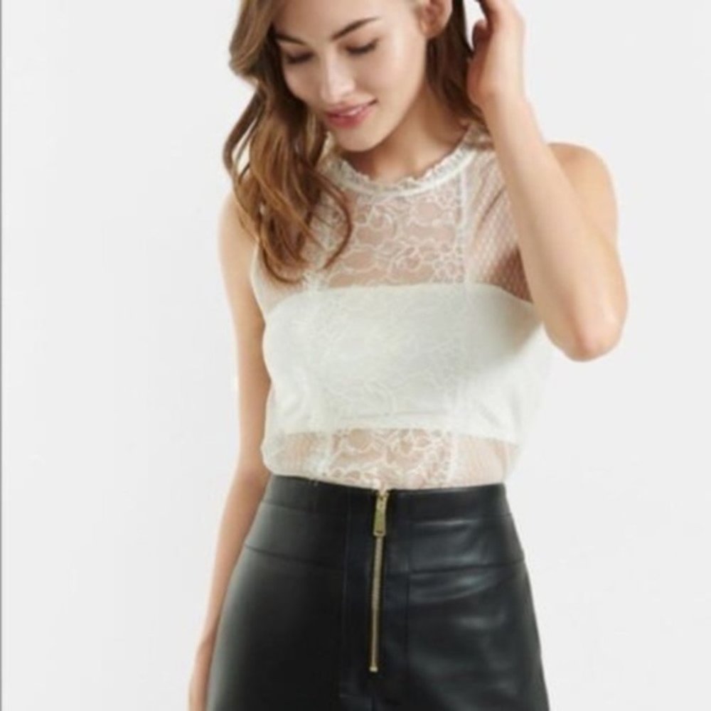 NEW‎ Express XS Blouse Ivory Lace Tank A82